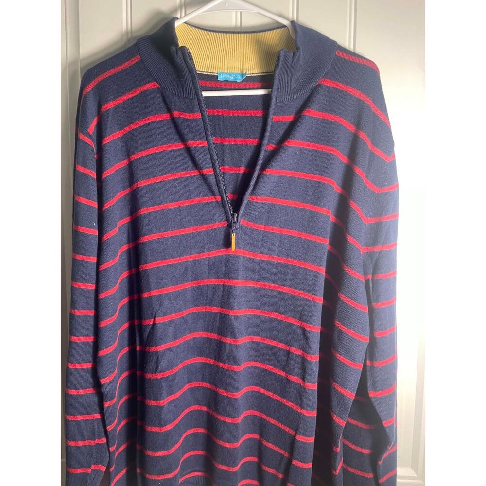 J. Mclaughlin Mens 1/4 Zip Striped Pullover Sweater XL
